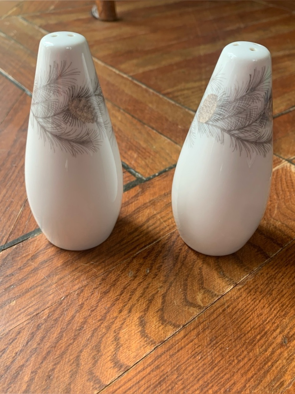 Sango Sierra Pines China Salt and Pepper Shakers Christmas Winter Holiday Apline